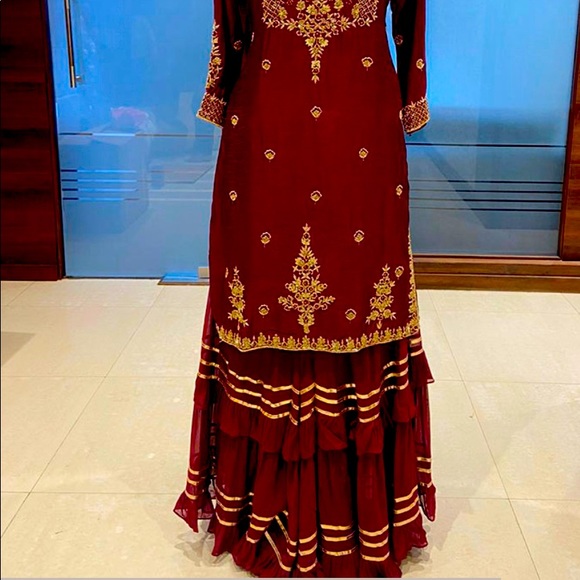 Embroidered Sharara dress ready to wear - Picture 2 of 2